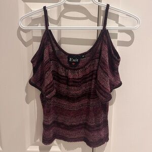 Women's Purple and black off the shoulder tank Top